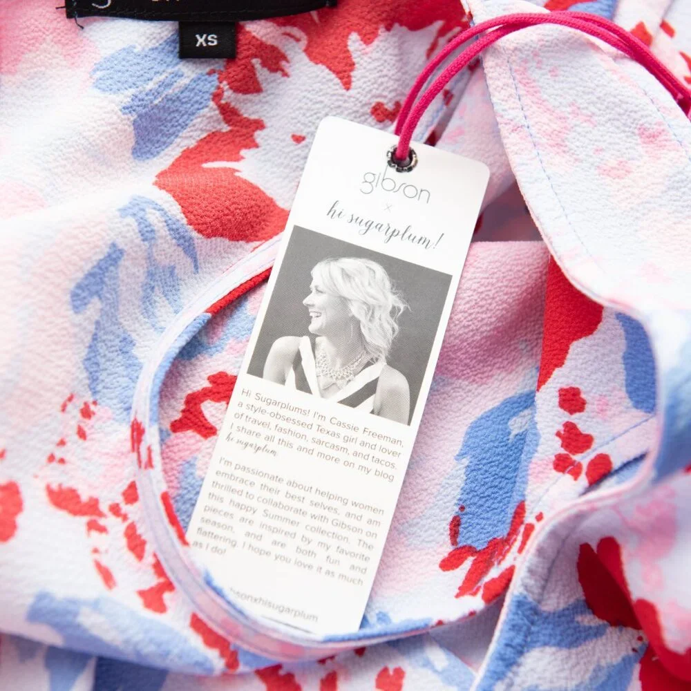 Gibson x Hi Sugarplum Mykonos Romper Abstract Floral Racerback Pink Blue XS New - Picture 4 of 8